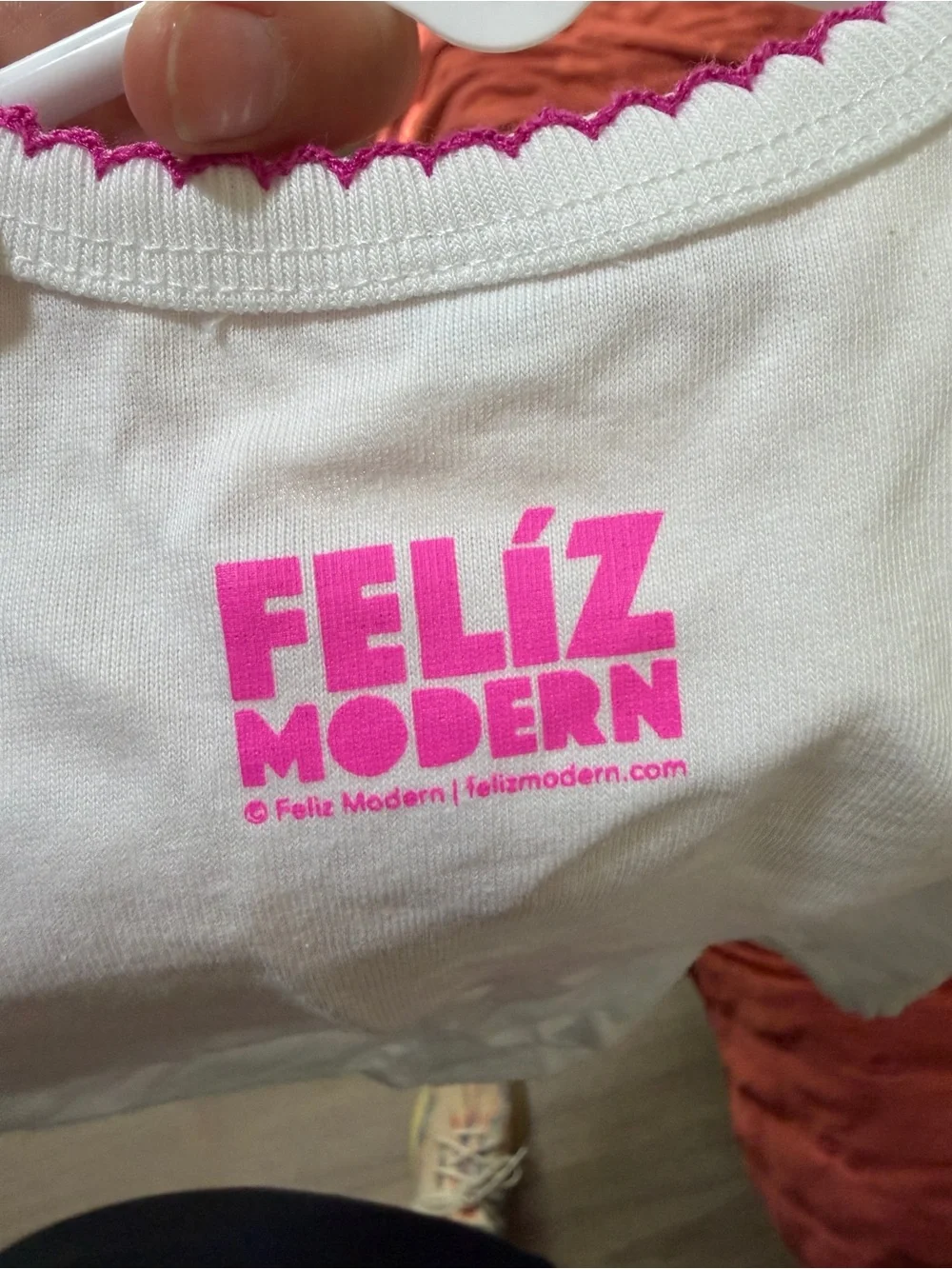 White Baby Fiesta Onesie with Hot Pink Floral Print